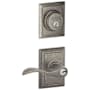 Schlage Accent Single Cylinder Keyed Entry Door Lever Set and Addison Deadbolt Combo with Addison Rose Distressed Nickel