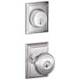 Schlage Andover Single Cylinder Keyed Entry Door Knob Set and Addison Deadbolt Combo with Addison Rose Bright Chrome