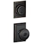 Schlage Andover Single Cylinder Keyed Entry Door Knob Set and Addison Deadbolt Combo with Addison Rose Aged Bronze
