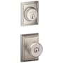 Schlage Bowery Single Cylinder Keyed Entry Door Knob Set and Addison Deadbolt Combo with Addison Rose Satin Nickel