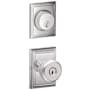 Schlage Bowery Single Cylinder Keyed Entry Door Knob Set and Addison Deadbolt Combo with Addison Rose Polished Chrome