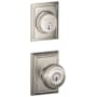 Schlage Georgian Single Cylinder Keyed Entry Door Knob Set and Addison Deadbolt Combo with Addison Rose Satin Nickel