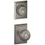 Schlage Georgian Single Cylinder Keyed Entry Door Knob Set and Addison Deadbolt Combo with Addison Rose Distressed Nickel