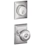 Schlage Georgian Single Cylinder Keyed Entry Door Knob Set and Addison Deadbolt Combo with Addison Rose Bright Chrome