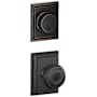Schlage Georgian Single Cylinder Keyed Entry Door Knob Set and Addison Deadbolt Combo with Addison Rose Aged Bronze