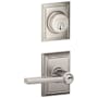 Schlage Latitude Single Cylinder Keyed Entry Door Lever Set and Addison Deadbolt Combo with Addison Rose Satin Nickel