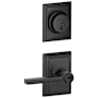Schlage Latitude Single Cylinder Keyed Entry Door Lever Set and Addison Deadbolt Combo with Addison Rose Matte Black