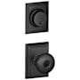 Schlage Plymouth Single Cylinder Keyed Entry Door Knob Set and Addison Deadbolt Combo with Addison Rose Matte Black