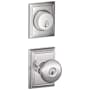 Schlage Plymouth Single Cylinder Keyed Entry Door Knob Set and Addison Deadbolt Combo with Addison Rose Polished Chrome