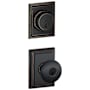 Schlage Plymouth Single Cylinder Keyed Entry Door Knob Set and Addison Deadbolt Combo with Addison Rose Aged Bronze
