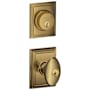 Schlage Siena Single Cylinder Keyed Entry Door Knob Set and Addison Deadbolt Combo with Addison Rose Antique Brass