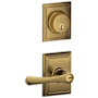 Schlage Avila Single Cylinder Keyed Entry Door Lever Set and Addison Deadbolt Combo with Addison Rose Antique Brass
