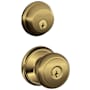 Schlage Andover Single Cylinder Keyed Entry Door Knob Set and Deadbolt Combo Antique Brass