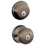Schlage Andover Single Cylinder Keyed Entry Door Knob Set and Deadbolt Combo Antique Pewter