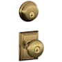 Schlage Andover Single Cylinder Keyed Entry Door Knob Set and Deadbolt Combo with Addison Rose Antique Brass