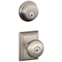 Schlage Andover Single Cylinder Keyed Entry Door Knob Set and Deadbolt Combo with Addison Rose Satin Nickel
