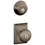 Schlage Andover Single Cylinder Keyed Entry Door Knob Set and Deadbolt Combo with Addison Rose Antique Pewter