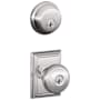 Schlage Andover Single Cylinder Keyed Entry Door Knob Set and Deadbolt Combo with Addison Rose Bright Chrome