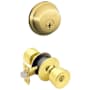Schlage Bell Single Cylinder Keyed Entry Door Knob Set and Deadbolt Combo Polished Brass