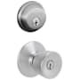 Schlage Bell Single Cylinder Keyed Entry Door Knob Set and Deadbolt Combo Satin Chrome