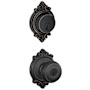 Schlage Georgian Single Cylinder Keyed Entry Door Knob Set and Brookshire Deadbolt Combo with Brookshire Rose Aged Bronze