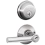 Schlage Broadway Single Cylinder Keyed Entry Door Lever Set and Deadbolt Combo Bright Chrome