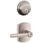 Schlage Broadway Single Cylinder Keyed Entry Door Lever Set and Deadbolt Combo with Greenwich Rose Satin Nickel