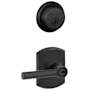 Schlage Broadway Single Cylinder Keyed Entry Door Lever Set and Deadbolt Combo with Greenwich Rose Matte Black