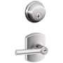 Schlage Broadway Single Cylinder Keyed Entry Door Lever Set and Deadbolt Combo with Greenwich Rose Bright Chrome