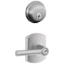 Schlage Broadway Single Cylinder Keyed Entry Door Lever Set and Deadbolt Combo with Greenwich Rose Satin Chrome