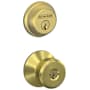 Schlage Bowery Single Cylinder Keyed Entry Door Knob Set and Deadbolt Combo Satin Brass