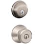 Schlage Bowery Single Cylinder Keyed Entry Door Knob Set and Deadbolt Combo Satin Nickel
