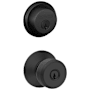 Schlage Bowery Single Cylinder Keyed Entry Door Knob Set and Deadbolt Combo Matte Black