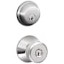 Schlage Bowery Single Cylinder Keyed Entry Door Knob Set and Deadbolt Combo Bright Chrome