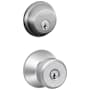 Schlage Bowery Single Cylinder Keyed Entry Door Knob Set and Deadbolt Combo Satin Chrome