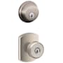 Schlage Bowery Single Cylinder Keyed Entry Door Knob Set and Deadbolt Combo with Greenwich Rose Satin Nickel