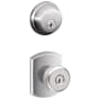 Schlage Bowery Single Cylinder Keyed Entry Door Knob Set and Deadbolt Combo with Greenwich Rose Bright Chrome