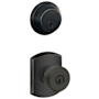 Schlage Bowery Single Cylinder Keyed Entry Door Knob Set and Deadbolt Combo with Greenwich Rose Aged Bronze