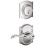 Schlage Accent Single Cylinder Keyed Entry Door Lever Set and Camelot Deadbolt Combo with Camelot Rose Polished Chrome