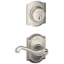 Schlage Flair Single Cylinder Keyed Entry Door Lever Set and Camelot Deadbolt Combo with Camelot Rose Satin Nickel