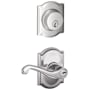 Schlage Flair Single Cylinder Keyed Entry Door Lever Set and Camelot Deadbolt Combo with Camelot Rose Bright Chrome