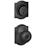 Schlage Georgian Single Cylinder Keyed Entry Door Knob Set and Camelot Deadbolt Combo with Camelot Rose Matte Black