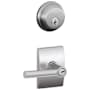 Schlage Broadway Single Cylinder Keyed Entry Door Lever Set and Century Deadbolt Combo with Century Rose Satin Chrome