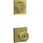 Schlage Bowery Single Cylinder Keyed Entry Knob Set and Collins Deadbolt Combo with Collins Rose Satin Brass