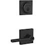 Schlage Latitude Single Cylinder Keyed Entry Lever Set and Collins Deadbolt Combo with Collins Rose Matte Black