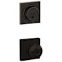 Schlage Plymouth Single Cylinder Keyed Entry Door Knob Set and Collins Deadbolt Combo with Collins Rose Aged Bronze