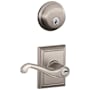 Schlage Flair Single Cylinder Keyed Entry Door Lever Set and Deadbolt Combo with Addison Rose Satin Nickel