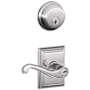 Schlage Flair Single Cylinder Keyed Entry Door Lever Set and Deadbolt Combo with Addison Rose Bright Chrome