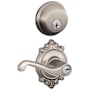 Schlage Flair Single Cylinder Keyed Entry Door Lever Set and Deadbolt Combo with Brookshire Rose Satin Nickel
