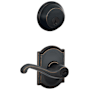 Schlage Flair Single Cylinder Keyed Entry Door Lever Set and Deadbolt Combo with Camelot Rose Aged Bronze